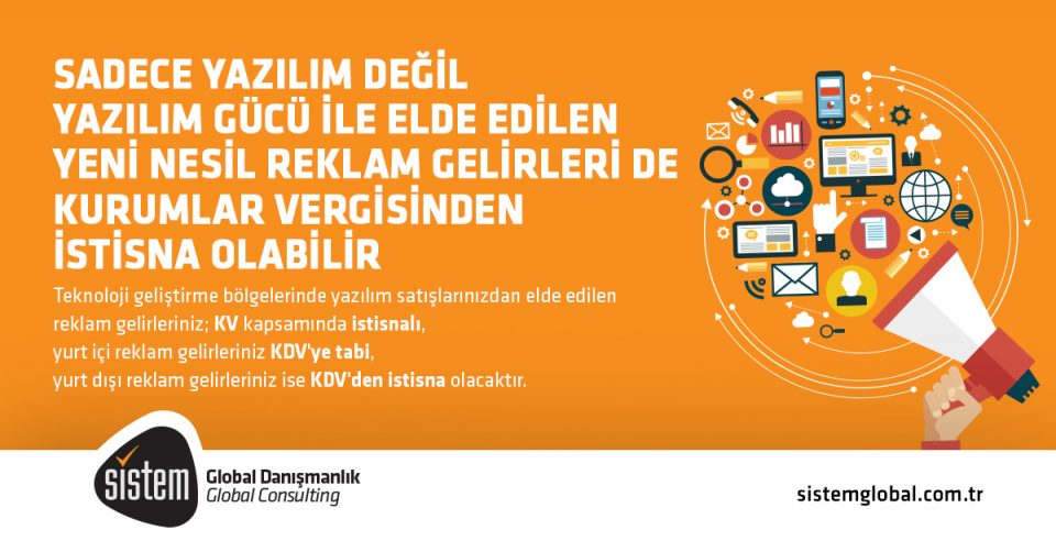 Sistem Global Danışmanlık Teknoloji̇ Geli̇şti̇rme Bölgeleri̇nde Yazilim Ürünleri̇ Üzeri̇nden Elde Edi̇len Reklam Geli̇rleri̇ni̇n Vergi̇sel Durumu